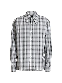Plaid Cotton Point Collar Dress Shirt