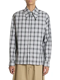 Plaid Cotton Point Collar Dress Shirt