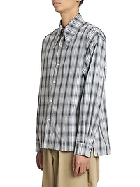 Plaid Cotton Point Collar Dress Shirt