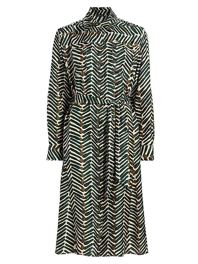 Printed Silk Belted Shirtdress