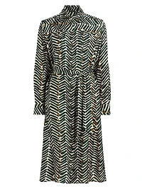 Printed Silk Belted Shirtdress