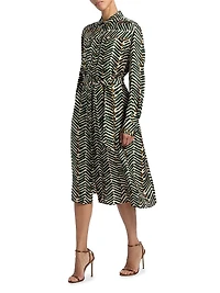 Printed Silk Belted Shirtdress