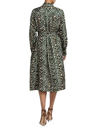 Printed Silk Belted Shirtdress