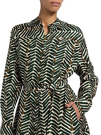 Printed Silk Belted Shirtdress