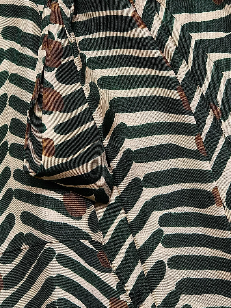 Printed Silk Belted Shirtdress