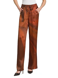 Ombré Silk Drawstring Pants