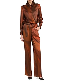 Ombré Silk Drawstring Pants