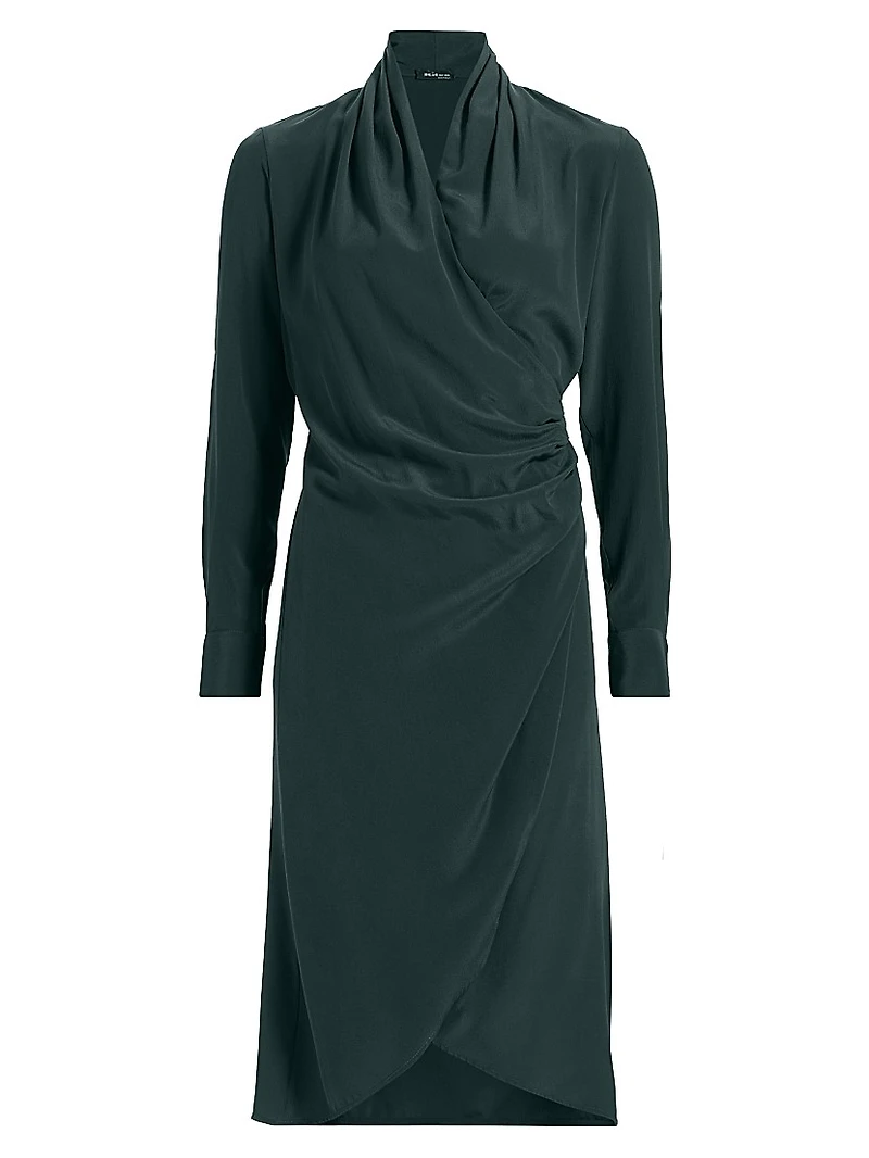 Draped Silk Wrap Dress