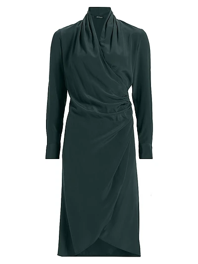 Draped Silk Wrap Dress