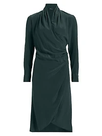Draped Silk Wrap Dress