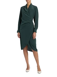 Draped Silk Wrap Dress