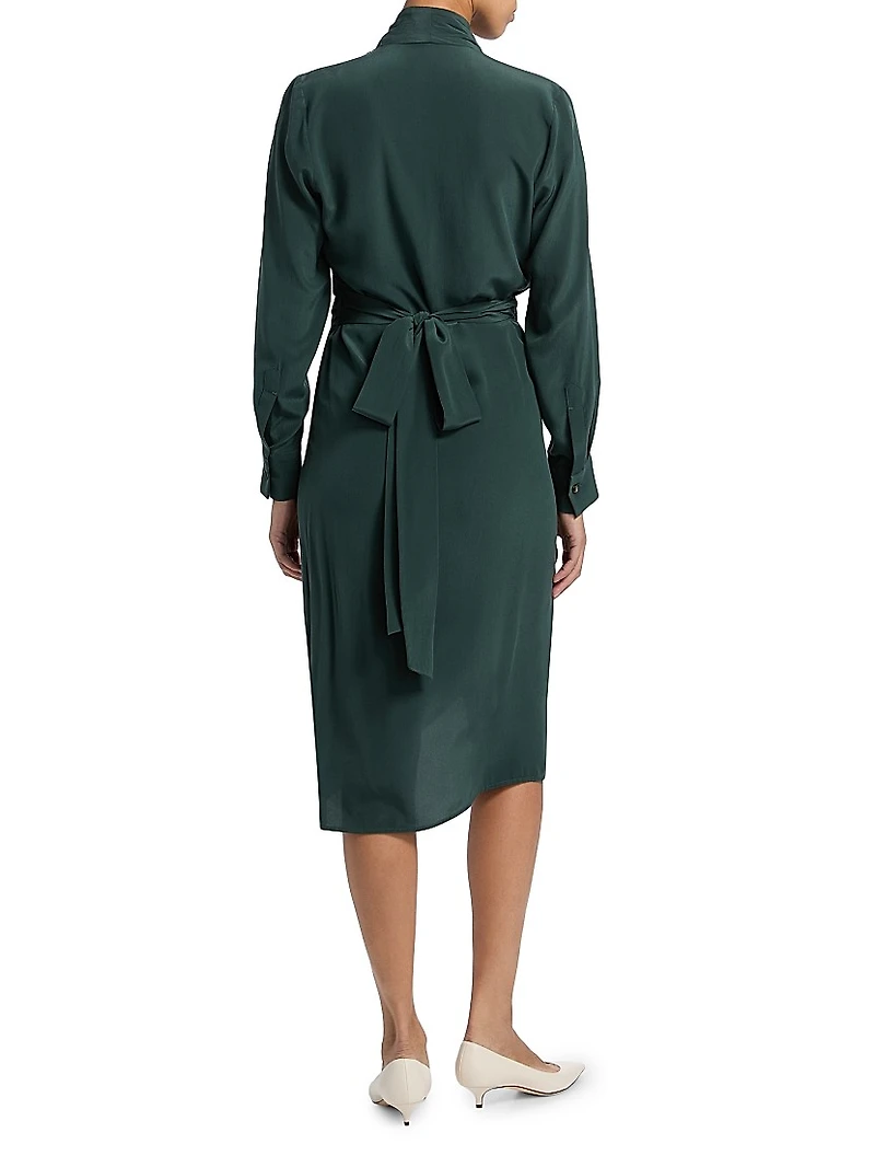 Draped Silk Wrap Dress