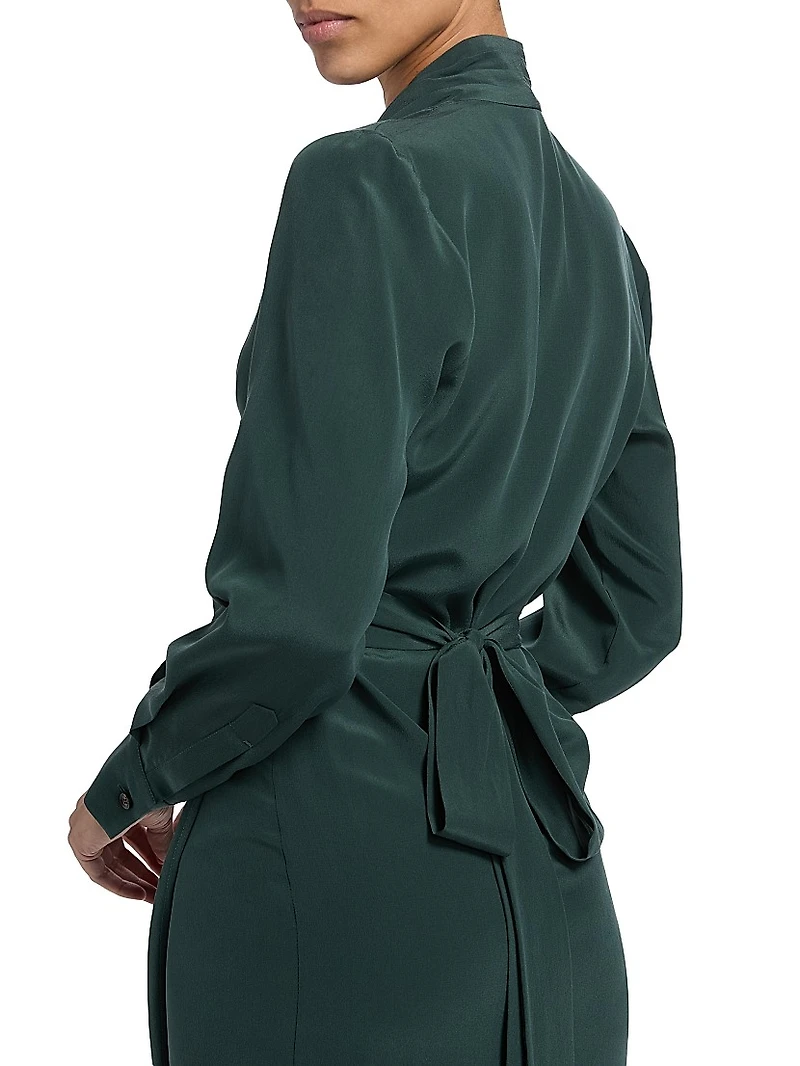 Draped Silk Wrap Dress