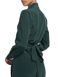 Draped Silk Wrap Dress