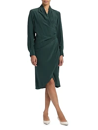 Draped Silk Wrap Dress