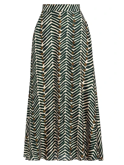 Printed Silk A-Line Maxi Skirt