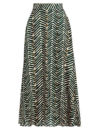 Printed Silk A-Line Maxi Skirt