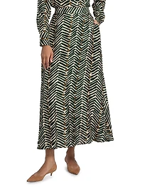 Printed Silk A-Line Maxi Skirt