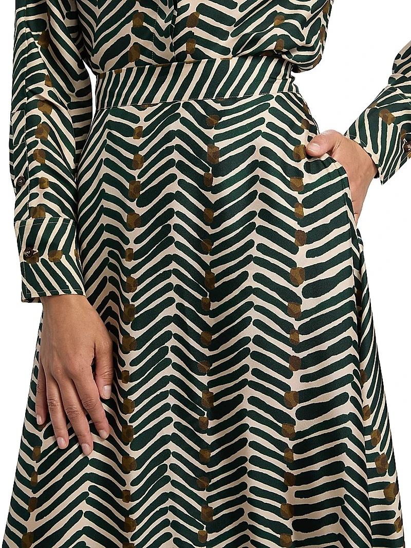 Printed Silk A-Line Maxi Skirt
