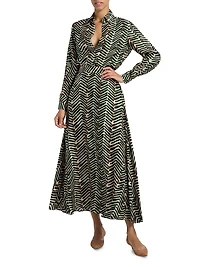 Printed Silk A-Line Maxi Skirt