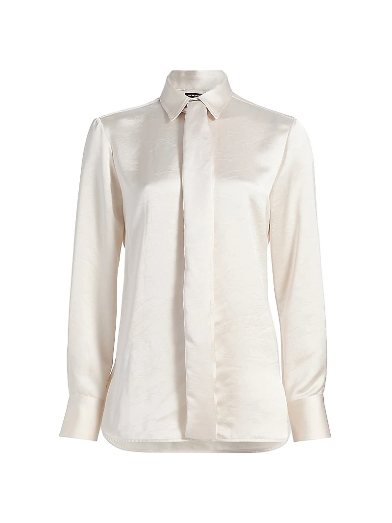 Satin Draped Placket Blouse