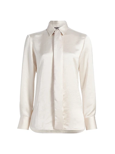 Satin Draped Placket Blouse