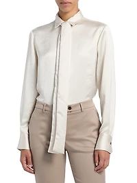 Satin Draped Placket Blouse