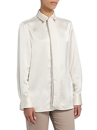 Satin Draped Placket Blouse