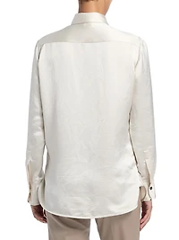 Satin Draped Placket Blouse