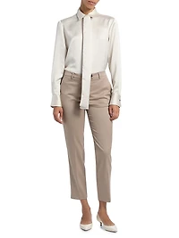 Satin Draped Placket Blouse