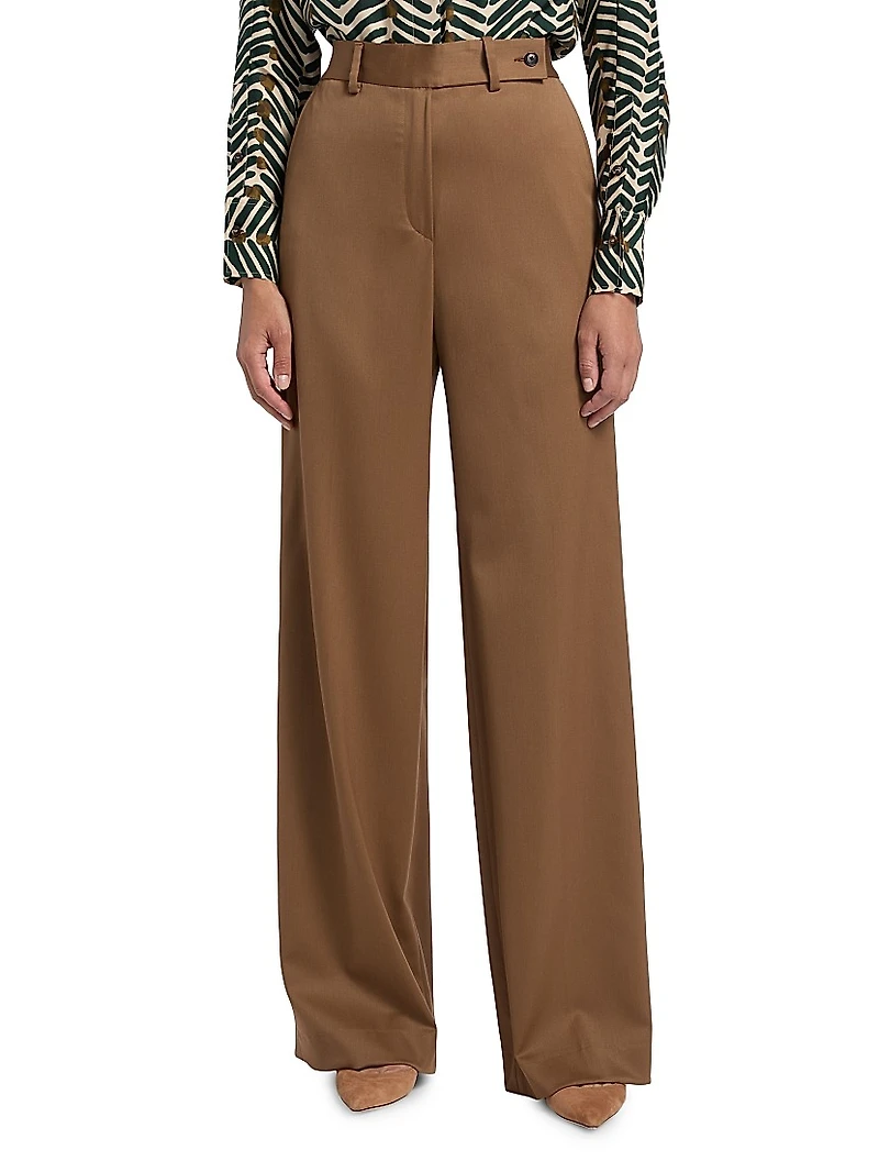 Stretch Wool Palazzo Trousers