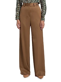Stretch Wool Palazzo Trousers