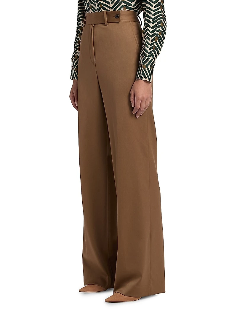 Stretch Wool Palazzo Trousers