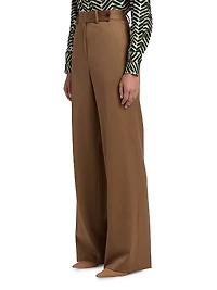 Stretch Wool Palazzo Trousers