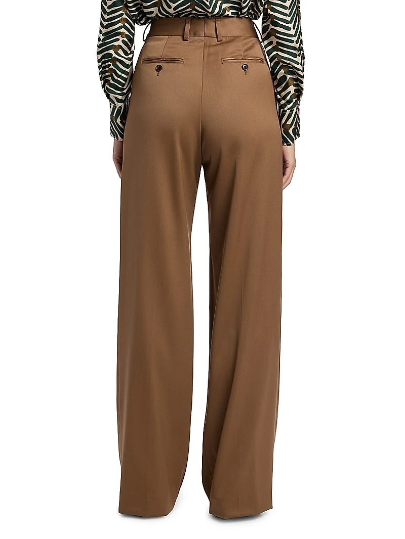 Stretch Wool Palazzo Trousers