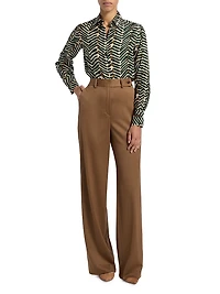 Stretch Wool Palazzo Trousers