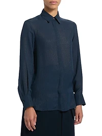 Metallic Silk Draped Placket Blouse