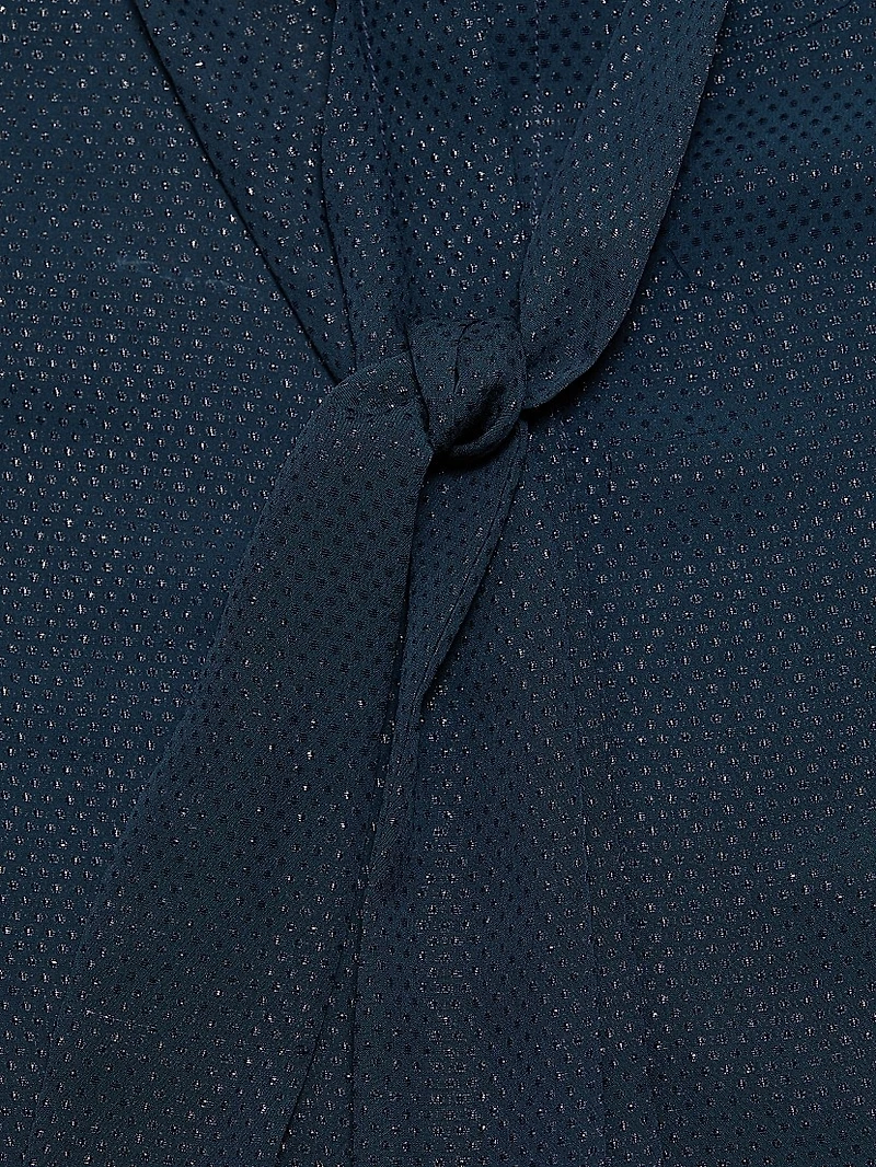 Metallic Silk Draped Placket Blouse