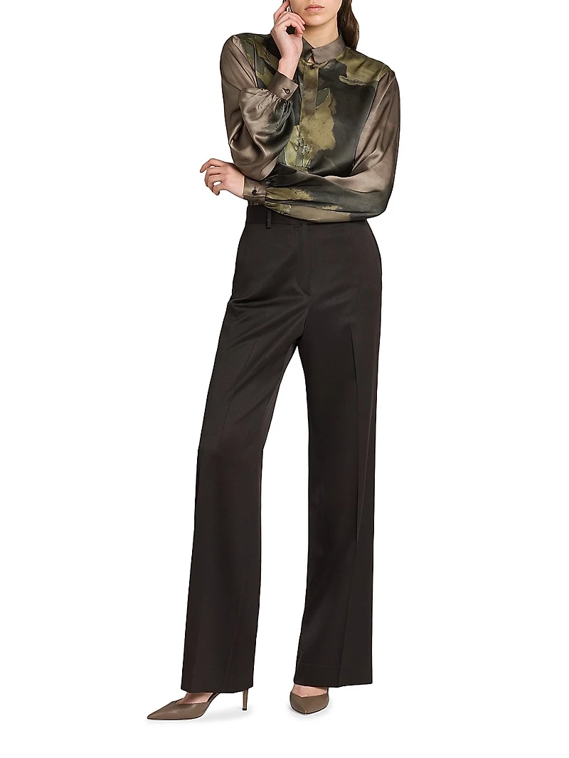 Floral Silk Henley Blouse