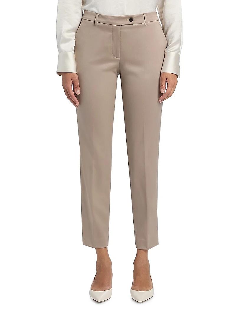 Stretch Wool Straight Trousers