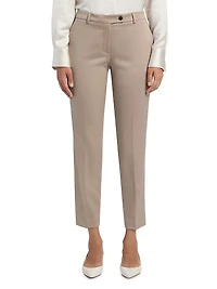 Stretch Wool Straight Trousers