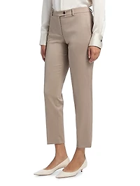 Stretch Wool Straight Trousers
