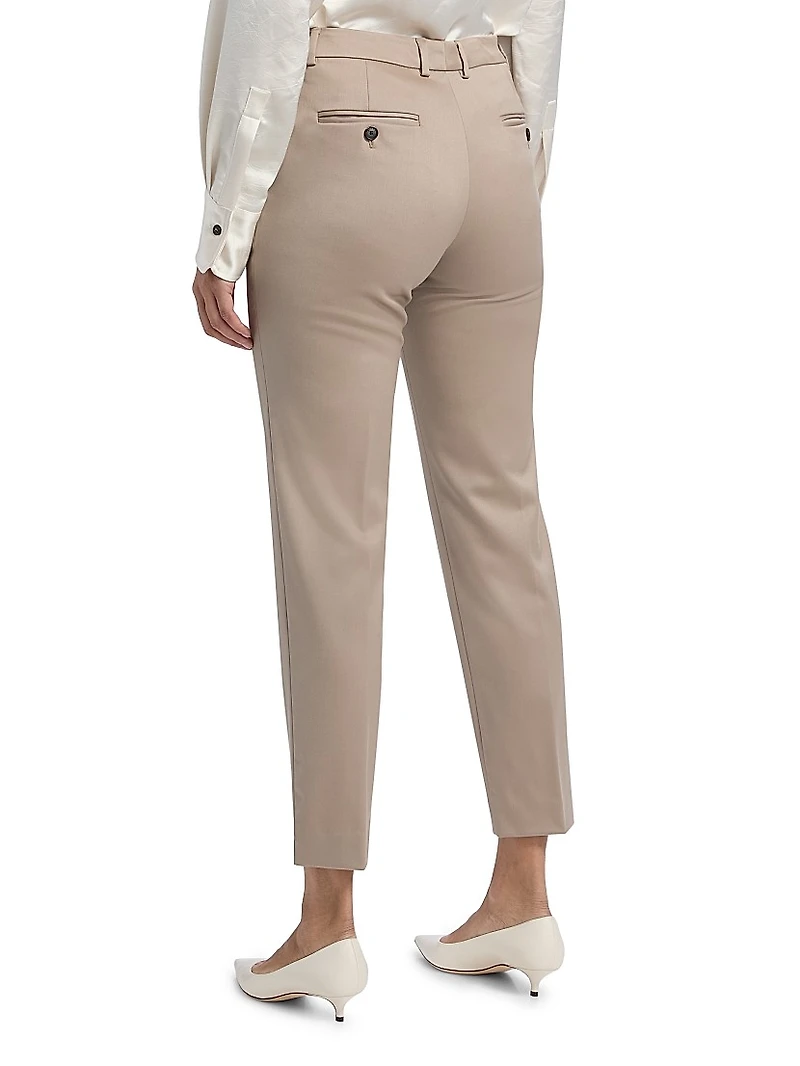 Stretch Wool Straight Trousers