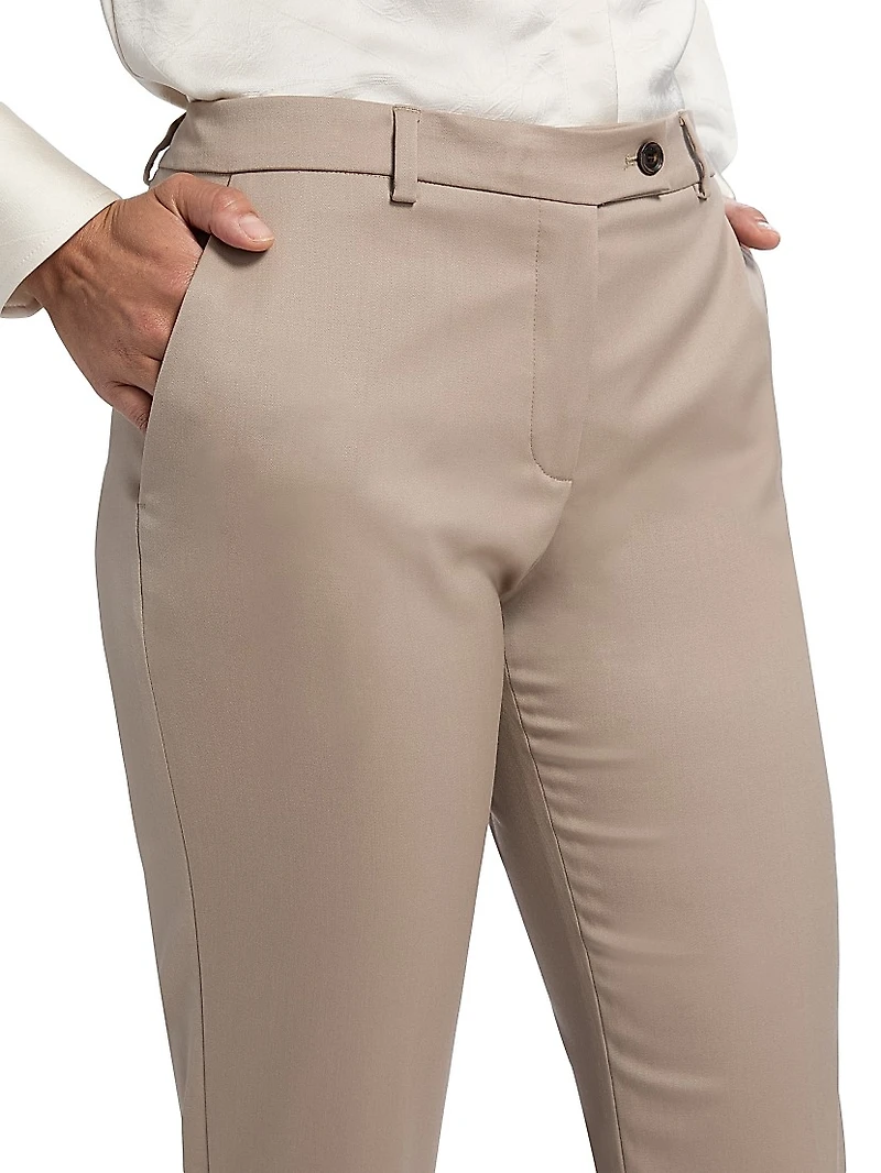Stretch Wool Straight Trousers
