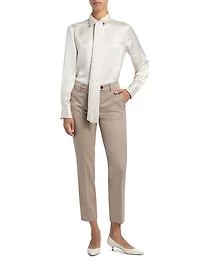 Stretch Wool Straight Trousers