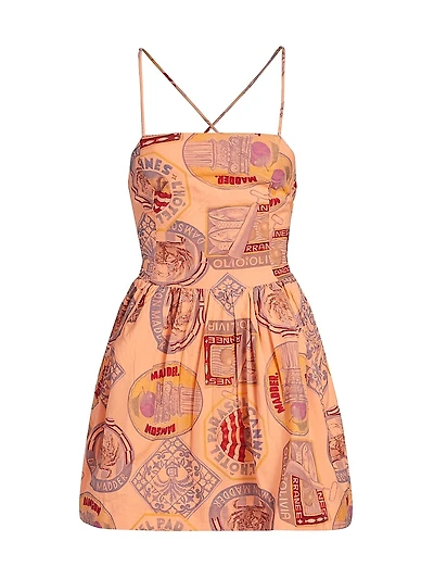 Printed Mini Apron Dress