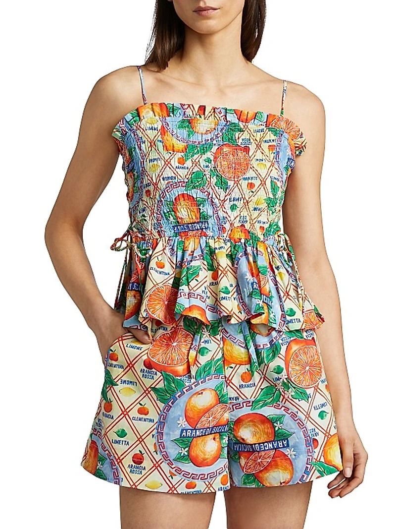 Marina Shirred Printed Cami Top