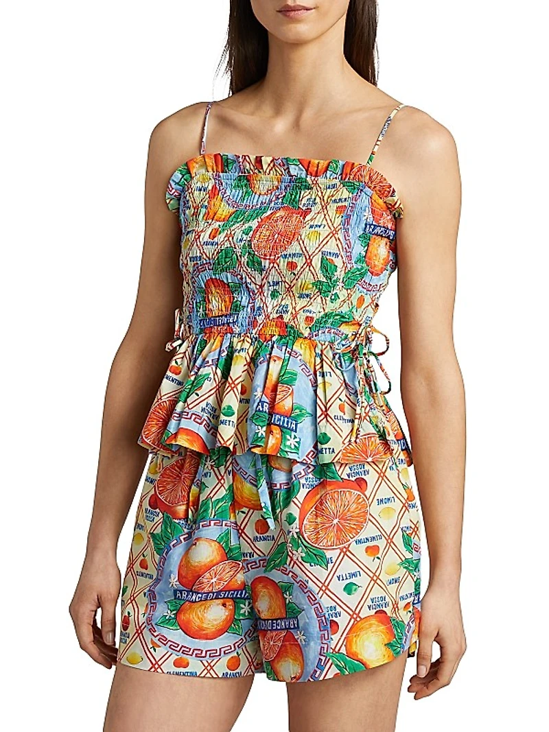 Marina Shirred Printed Cami Top