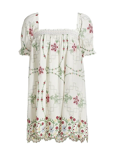Lulu Puff Embroidered Minidress