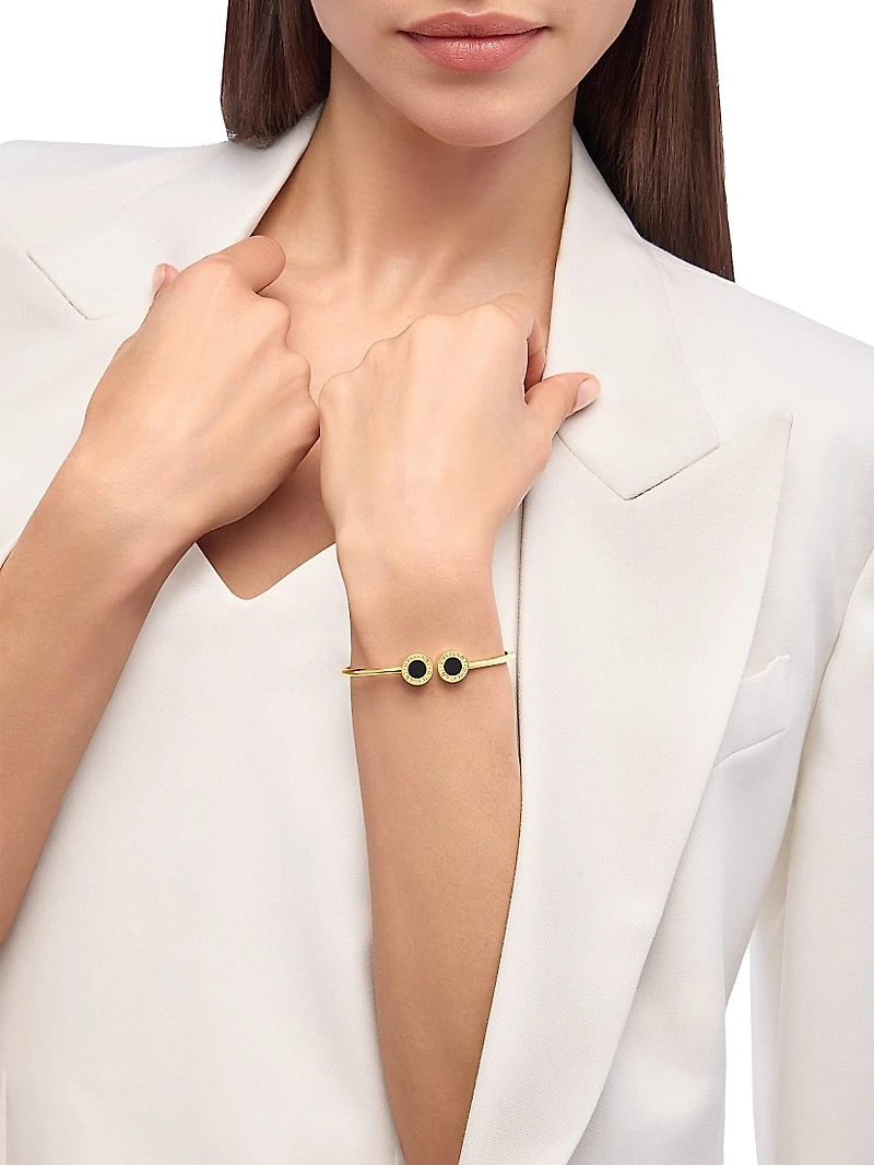 BVLGARI 18K Yellow Gold & Black Onyx Cuff